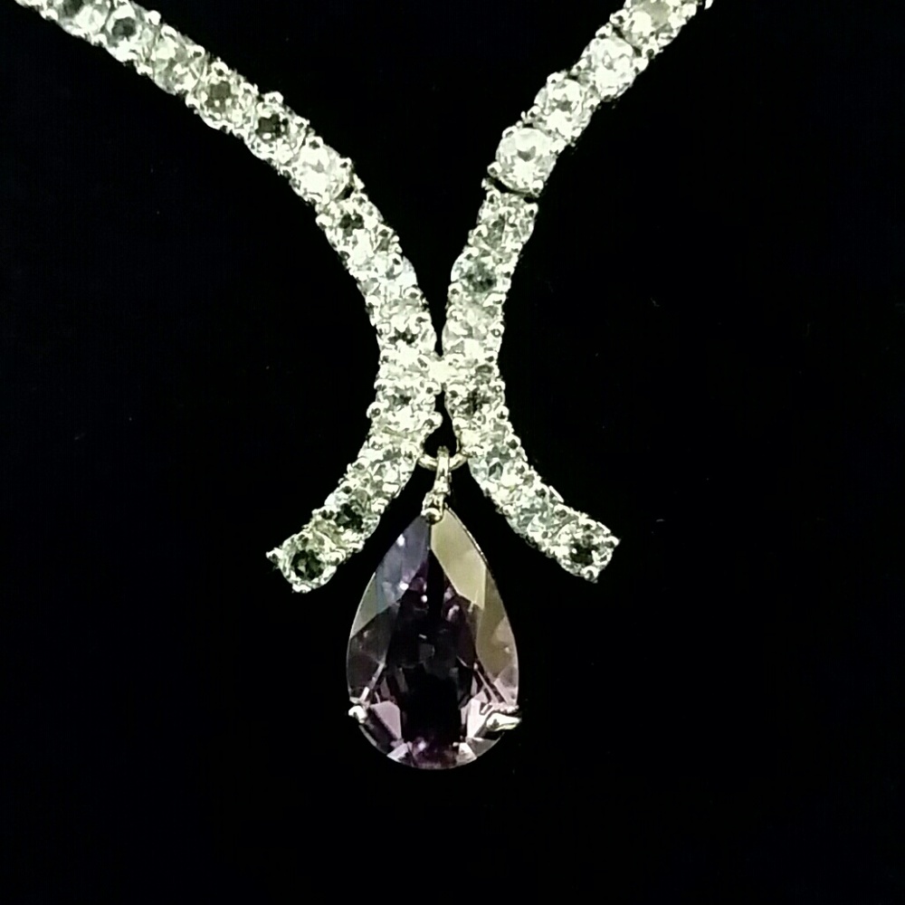 Solid 925 Amethyst & Blue Topaz Necklace